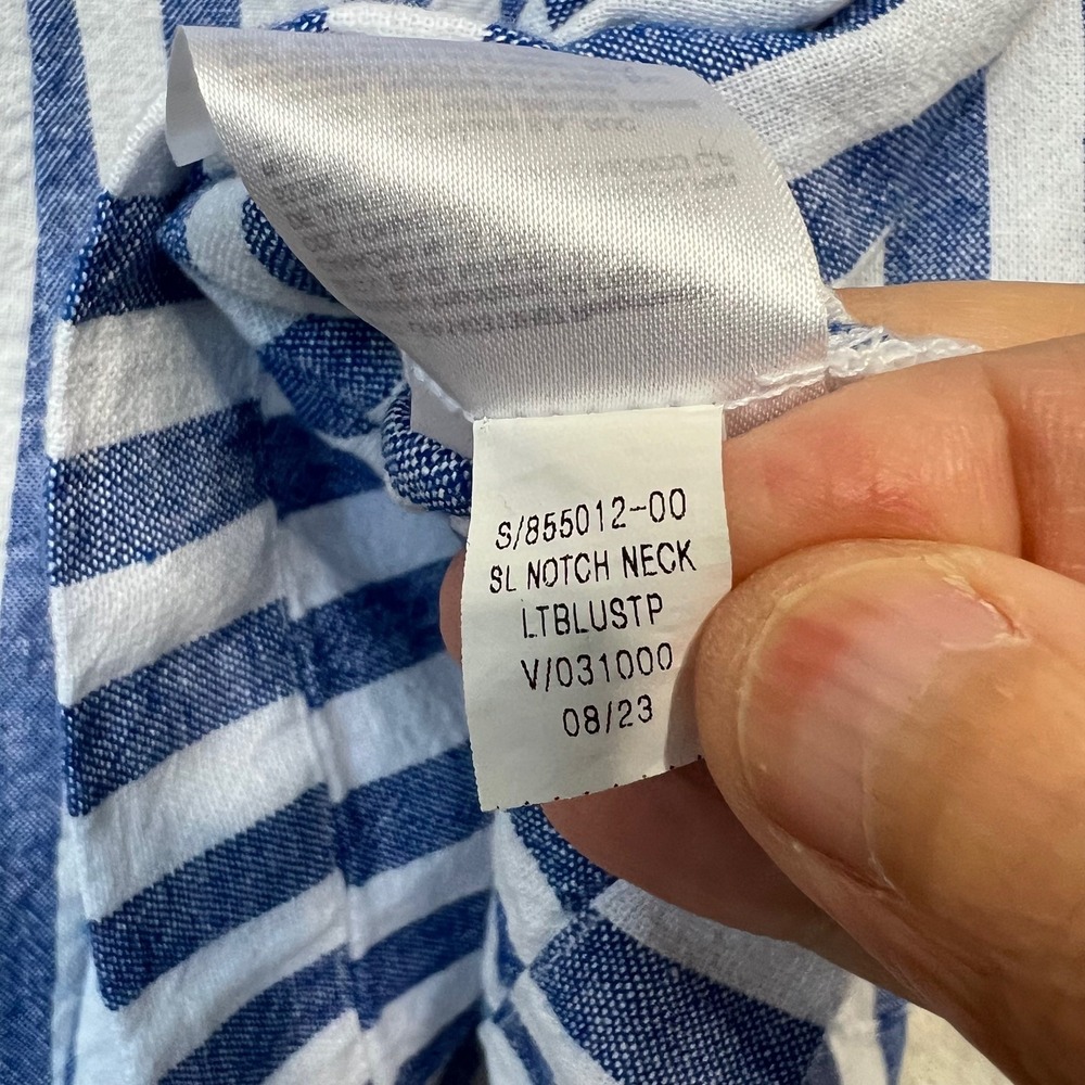 Old Navy Womens M Linen Blend Dress Pockets Blue White Stripe Nautical Bohochic - Picture 9 of 9